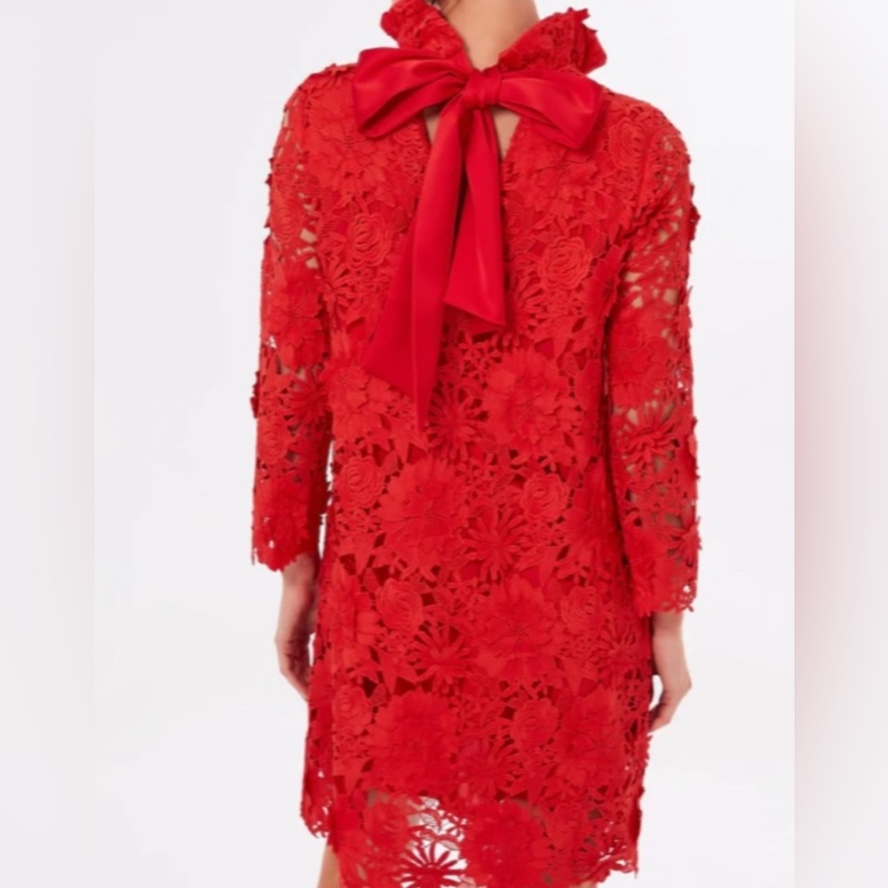 Tuckernuck Red Long Sleeve Lace Daphne Dress - Picture 3 of 4